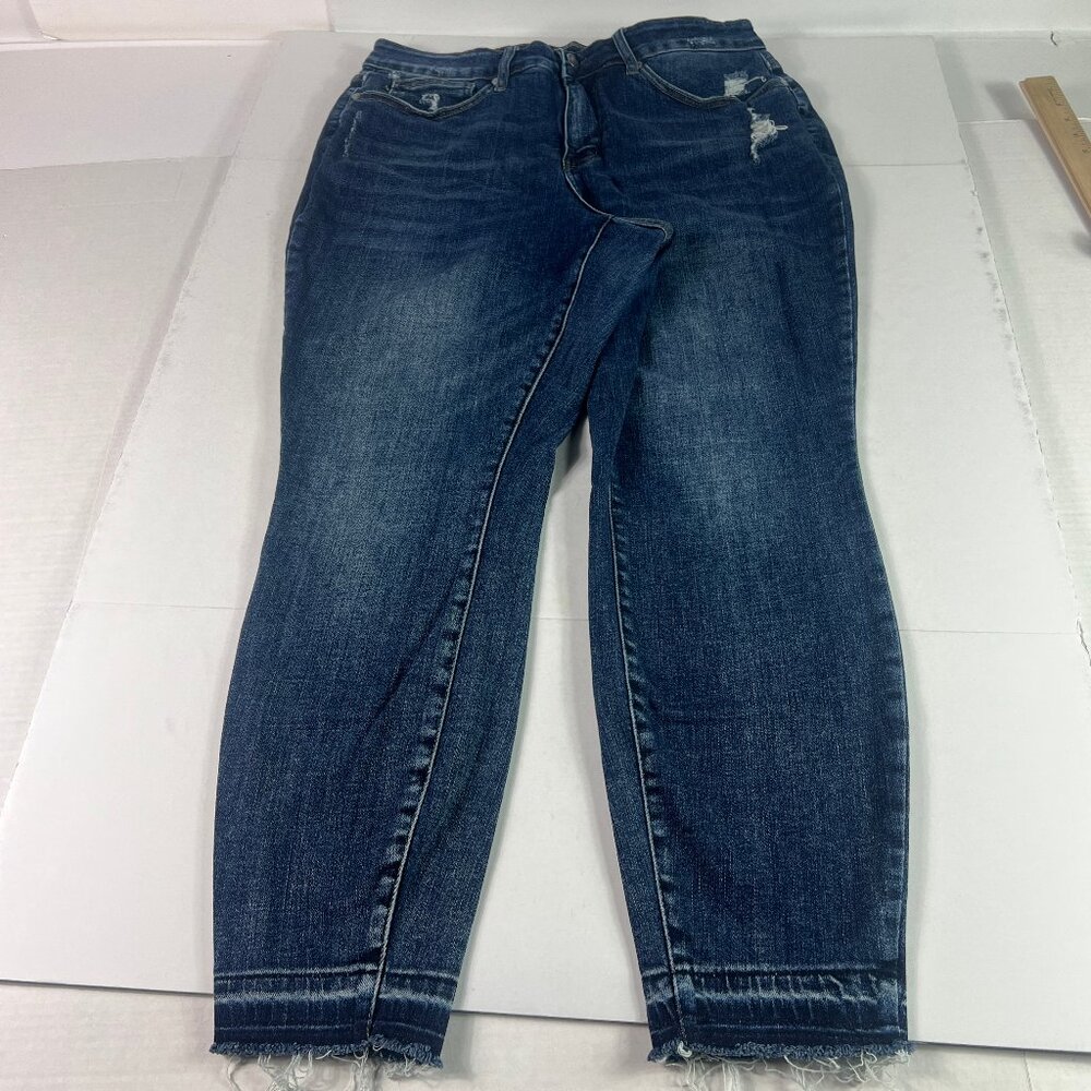 Judy Blue Jeans Women's Plus 34x28* Skinny High Rise Blue Raw Hem Denim Tag 18W